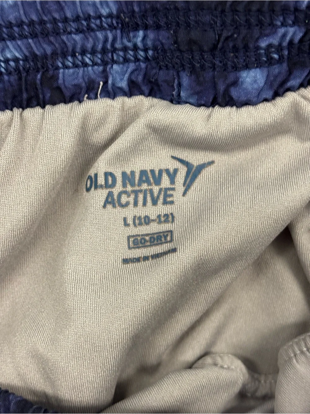 Old Navy Active Stretch Tech Blue Camouflage Shorts Girls Size Large
